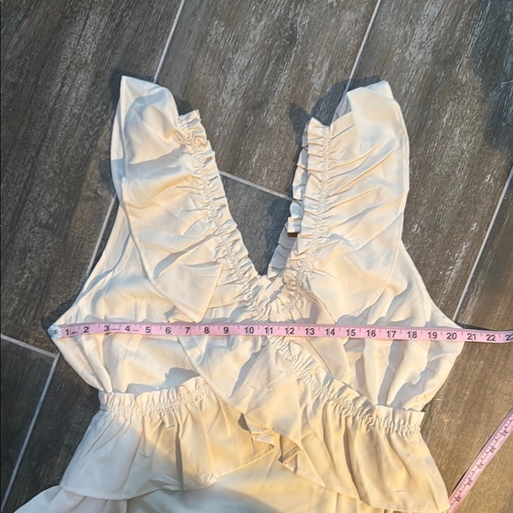 SHEIN Cream Ruffled Peplum Blouse - Picture 5 of 6